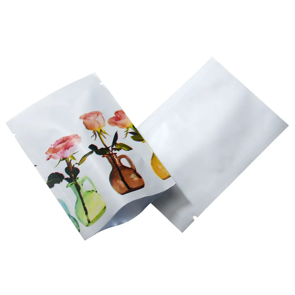 L'emballage métallique à dessus ouvert met en sac les sachets d'emballage de stockage de nourriture de papier d'aluminium pur thermoscellable de mylar avec l'impression de vase