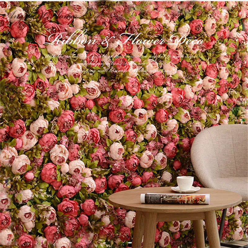 40*60 cm HI-Q fleur artificielle panneau mural Milan gazon fête bricolage fond de mariage décor rose hortensia pivoine 10 pcs/lot