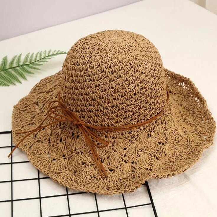 14 projektów kobiet słomy kapelusze z kępkami ręcznie robione słońce kapelusz snapback moda składany Gorras szerokie brzegi kapelusze słońce maski