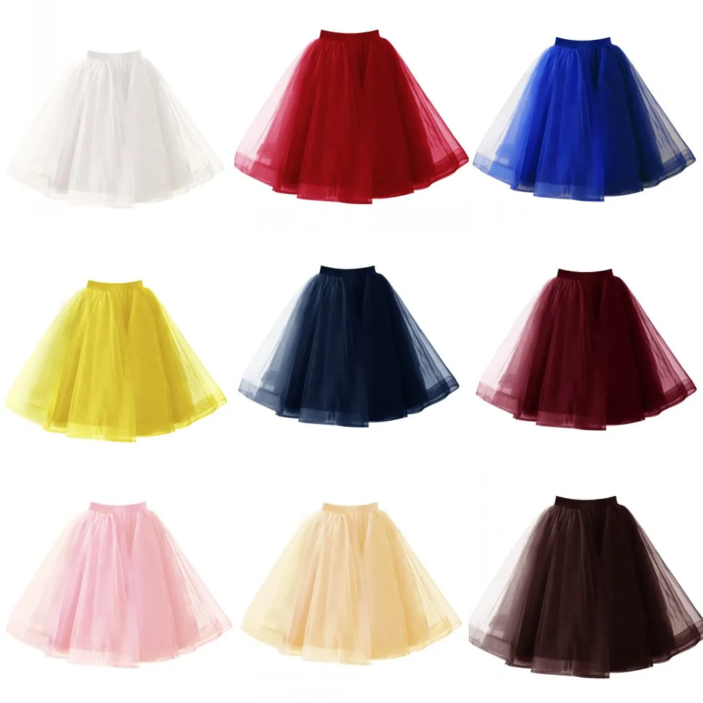 10 цветов 4 слоя короткие свадебные юбки свадебные юбки Tulle TUTU юбки для свадебных свадебных платьев 2020 дешевые брошенные гарнитуры Кринолин 60 см CPA1090