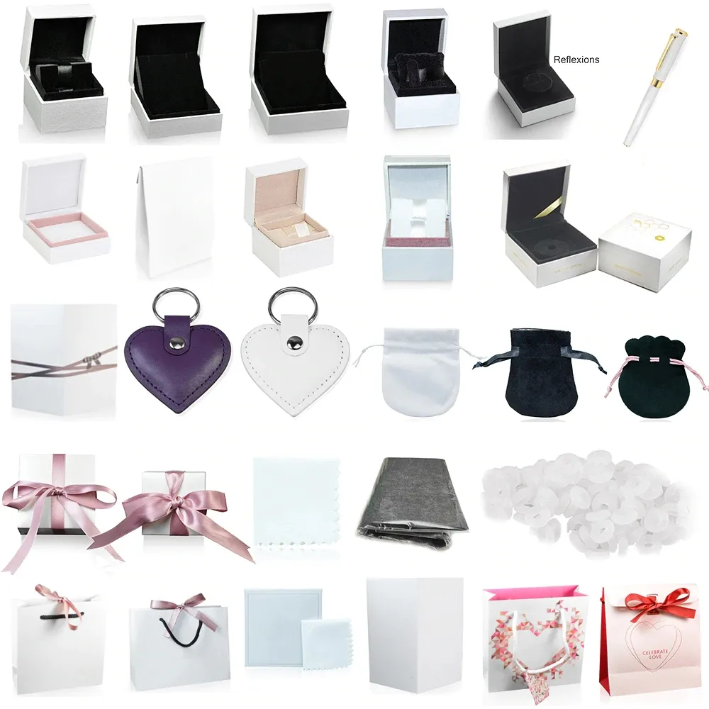 Haute qualité Pandora Boxes Charme Bague Boucles D'oreilles Bracelet Collier Bijoux Protection Boîte Garantie Sac Cadeau Carte Accessoires Porte-clés Stylo