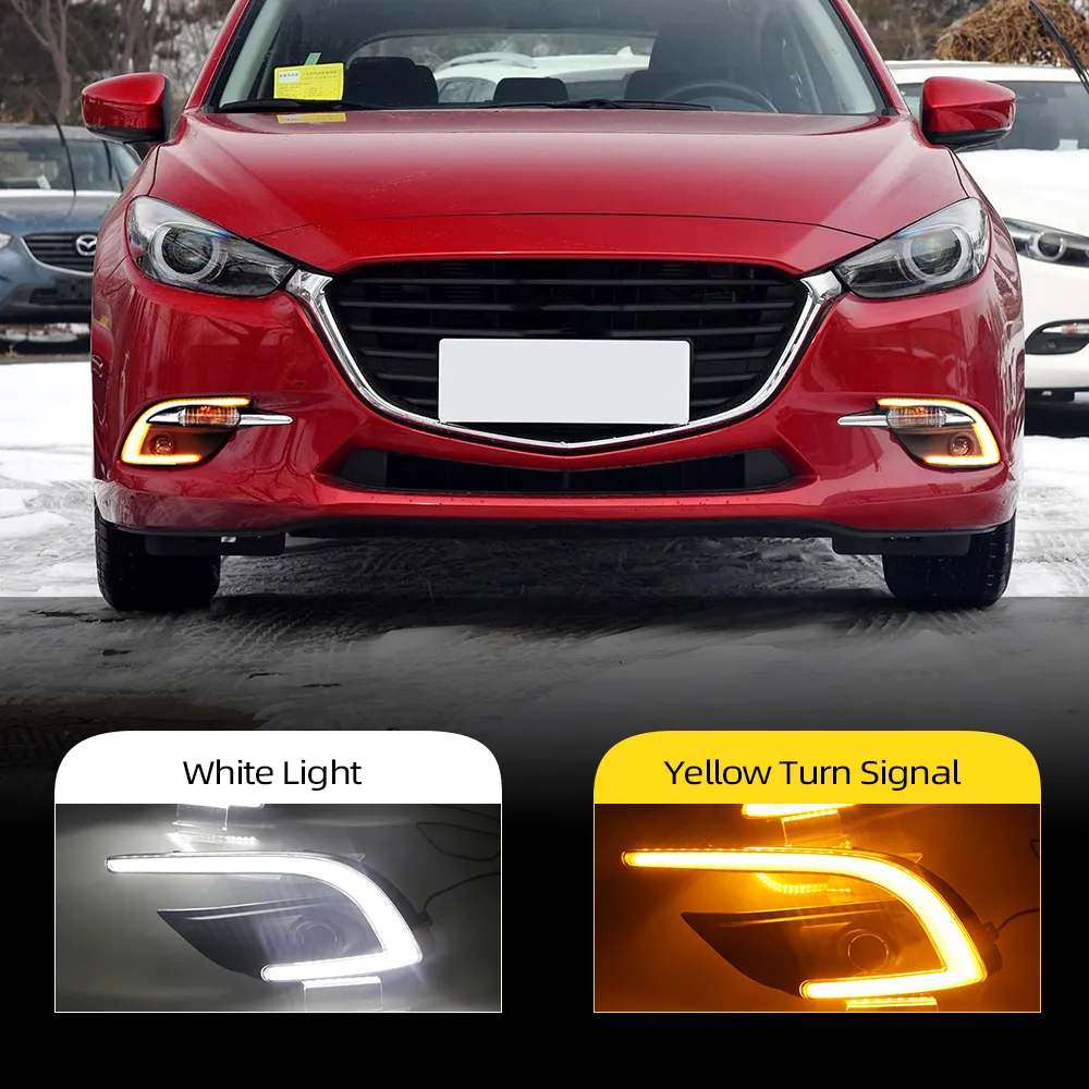 2Pcs DRL For Mazda 3 Mazda3 Axela 2017 2018 Daytime Running Lights fog lamp cover headlight 12V Daylight car-styling