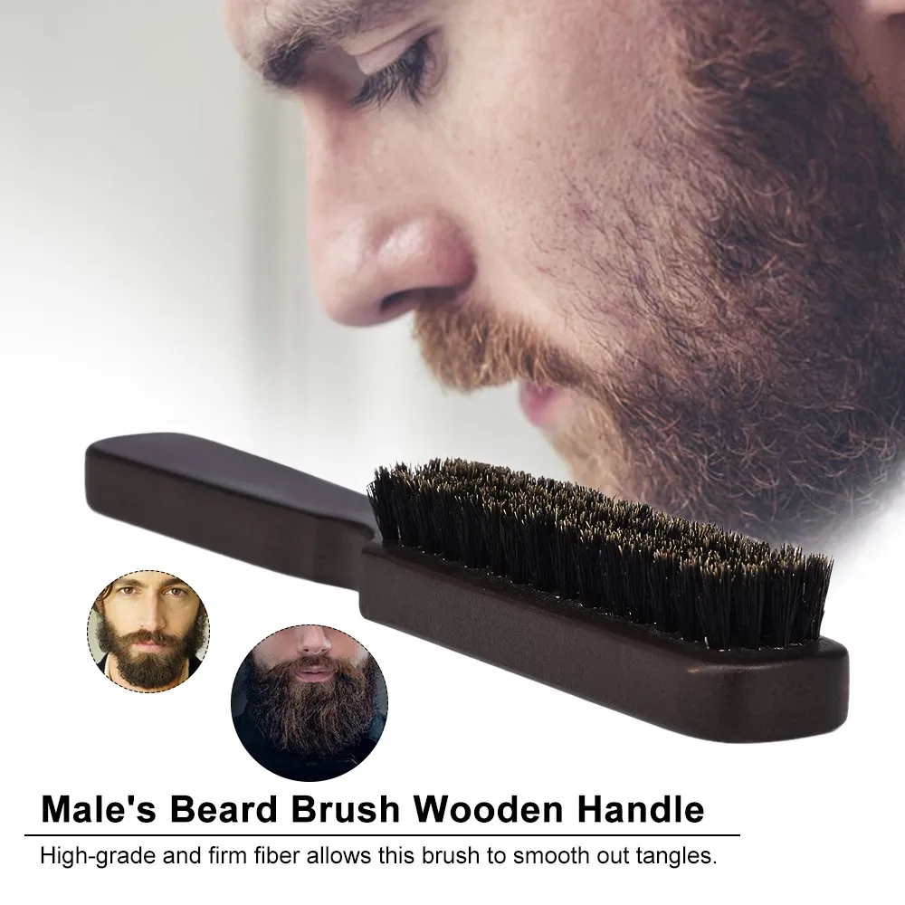 Brosse à barbe pour hommes peigne à moustache en bois mâle brosse à raser les poils du visage pour le nettoyage du Salon de coiffure