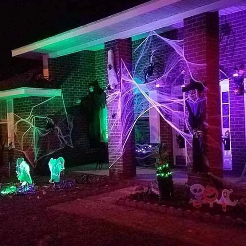 Halloween Spider Web Spaventosa scena di festa Puntelli Elastico Ragnatela Decorazione del bar domestico