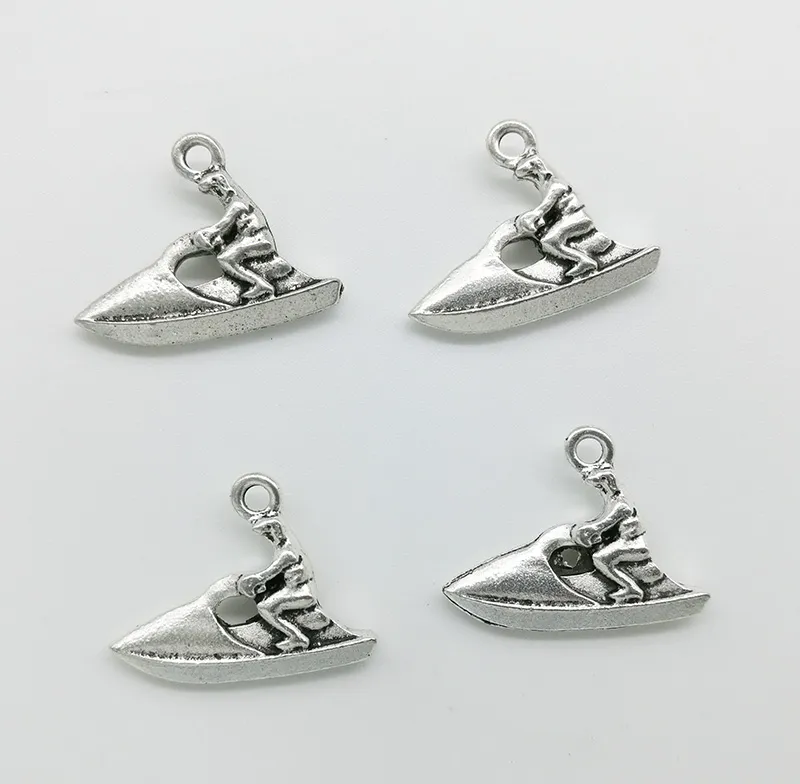 50 sztuk / partia Motorboat Charms Wisiorki Retro Biżuteria Akcesoria DIY Antique Silver Wisiorek Dla Bransoletka Kolczyki Brelok 18 * 24mm