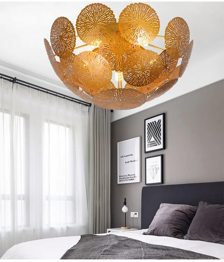 Lotus Leaf Chandelier Modern LED Ceiling Light Creative Luxury Design Perfect for Bedroom Hotel and Guest Rooms