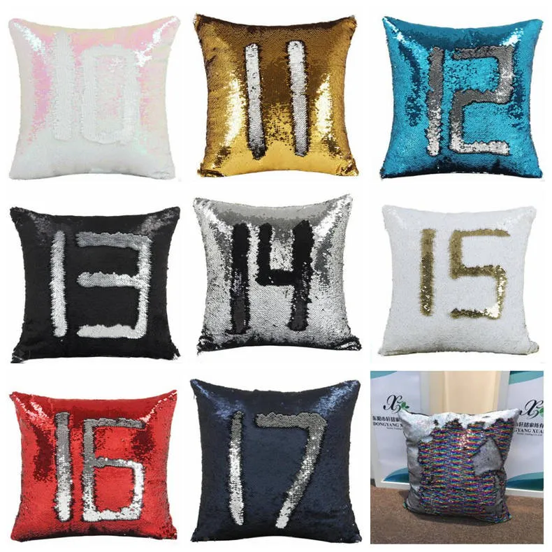 Sirena Sequins Pillow Case Reversible Sequin Cuscino Coperchio Scintillio FAI DA TE Cuscini magici Copertura Auto Divano Auto Pillowcase Home Decorative 18 collore D8