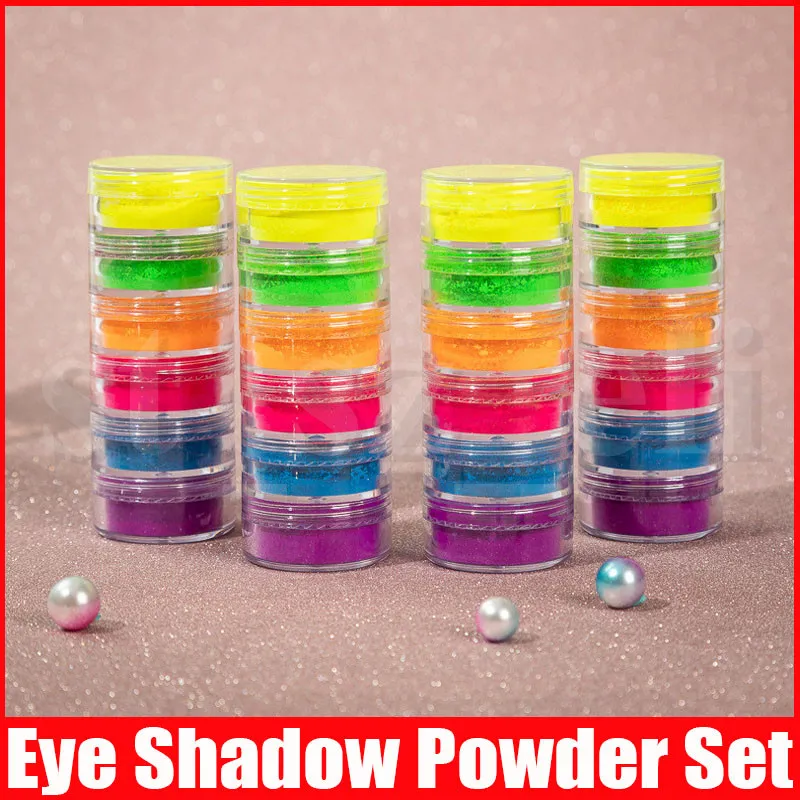 Fard à Paupières Poudre Maquillage 6 couleurs Neon Eye Shadow Set Beauté Yeux Cosmétiques Nouvelle Poudre Chaude Yeux Maquillage 6pcs Kit DIY Nail Art Poudre