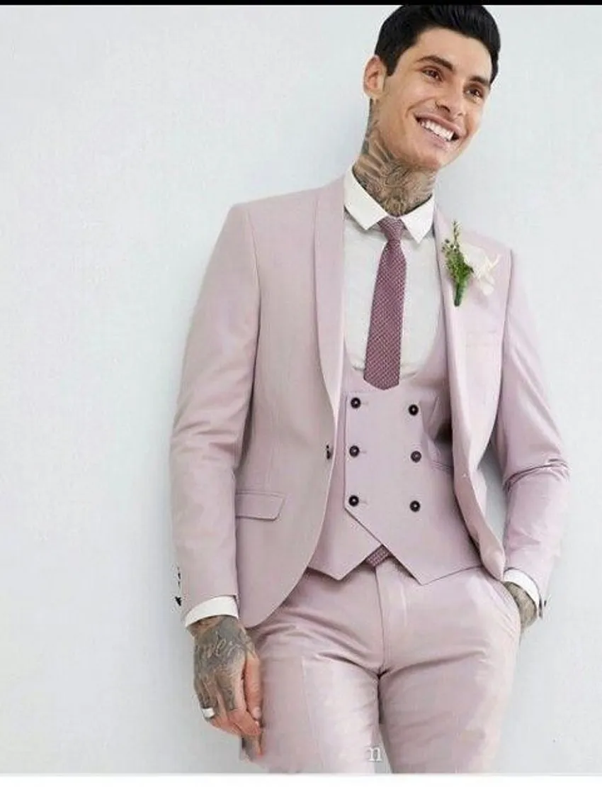 Save Big on Bulk Grooms Tuxedo Pink Men's Pink Slim Fit Wedding Suit Shawl  Lapel Piece Tuxedo (Jacket+Pants+Vest+Tie) Best Deals on DHgate