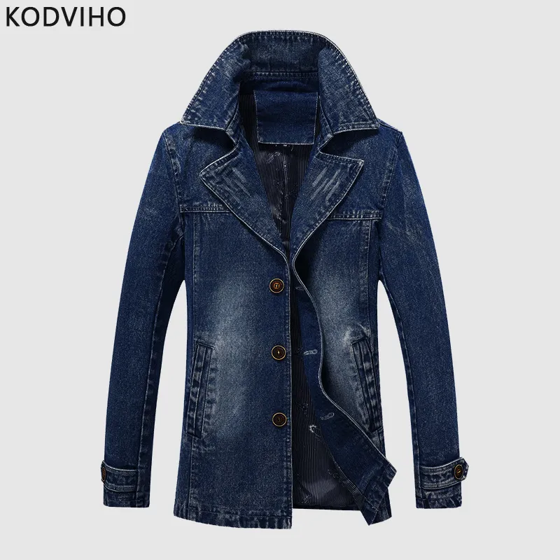 Männer Denim Jacke Frühling Herbst Casual Schwarz Blau Mantel männer Dünne Outwear Jacken Business Tragen 5XL Solide Baumwolle Mann mäntel Hombre