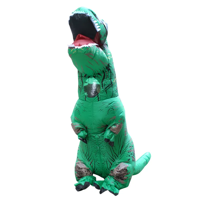 Aufblasbares Dinosaurier-Thema-Kostüm, ausgefallener Overall, Ganzkörper-Halloween-Cosplay-Fantasie-Kleidung für Kinder, Teenager und Erwachsene, mit Fan-Handschuhen