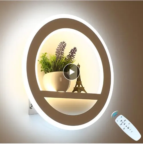 LED Wall Lamp Dimmable 2.4G Remote Control Modern Bedroom Living Room Decoration Lighting Wall Light With Flower And Tower 29W