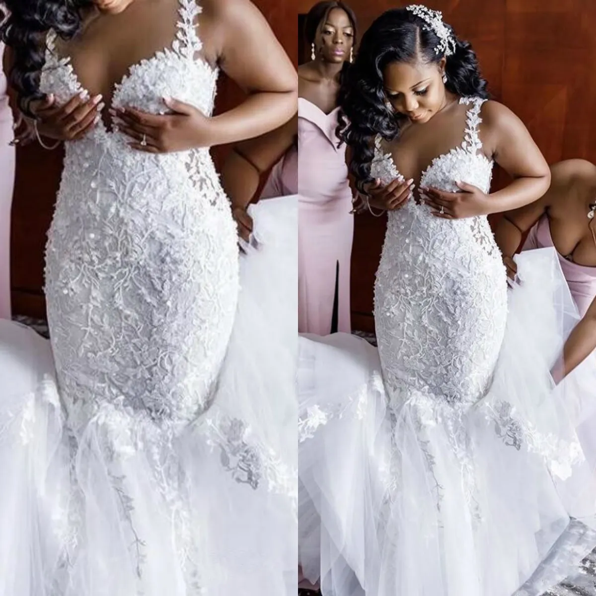 2024 Abiti Da Sposa Sirena Di Pizzo Sposa Piu Taglia Con Applicazioni Floreali Da 127 13 DHgate