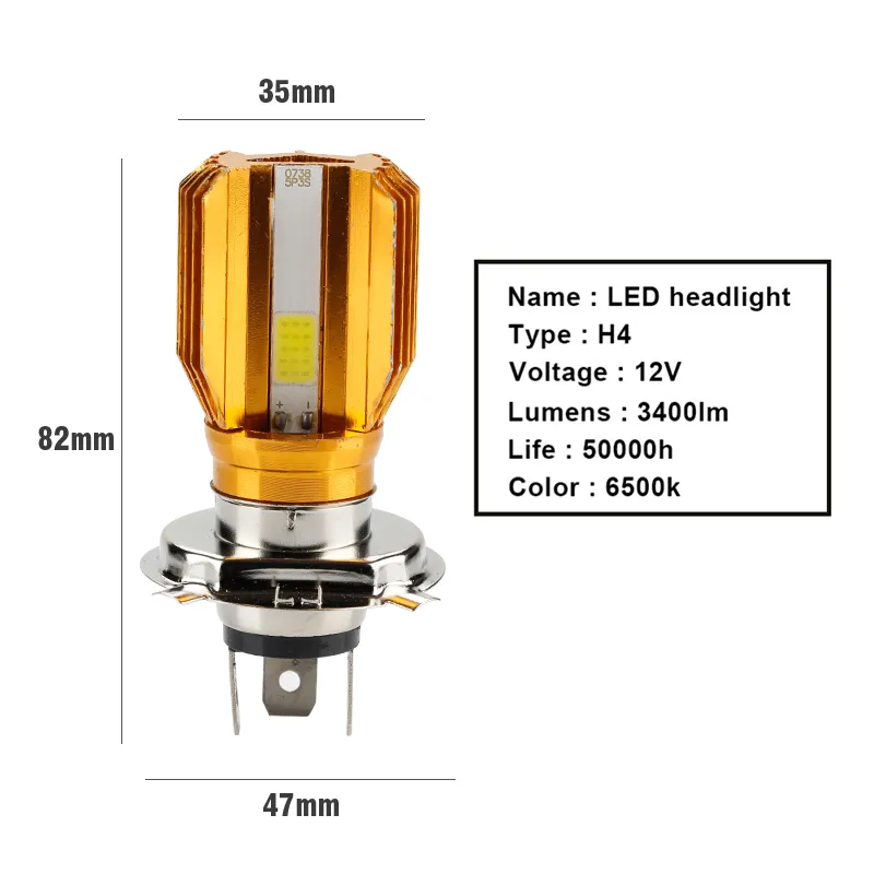 Acheter Ampoule de phare de Moto Led Super brillante CSP 10000LM BA20D H4,  accessoires de Moto, feu antibrouillard Hi Lo 12V