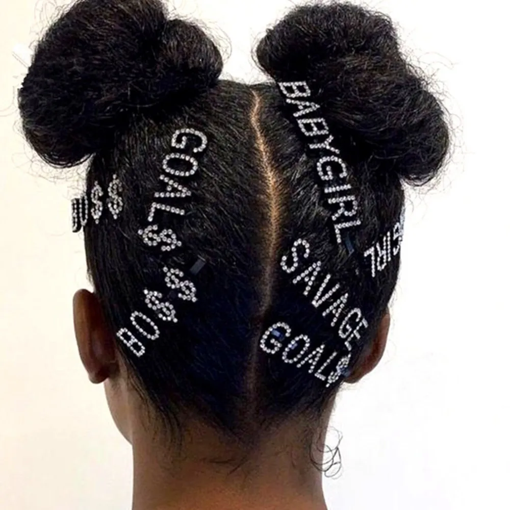 Новые Rhinestone Letters волос Pin Unique Вход BOSS заколка для клипа женщин Кристалл волос ювелирных изделий Письмо Аксессуары для волос