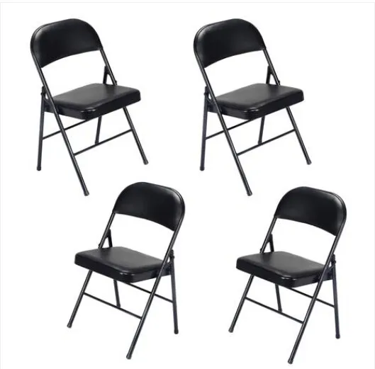 Fashion Free shipping Wholesales HOT 4pcs Elegant Foldable Iron & PVC Chairs for Convention & Exhibition Black