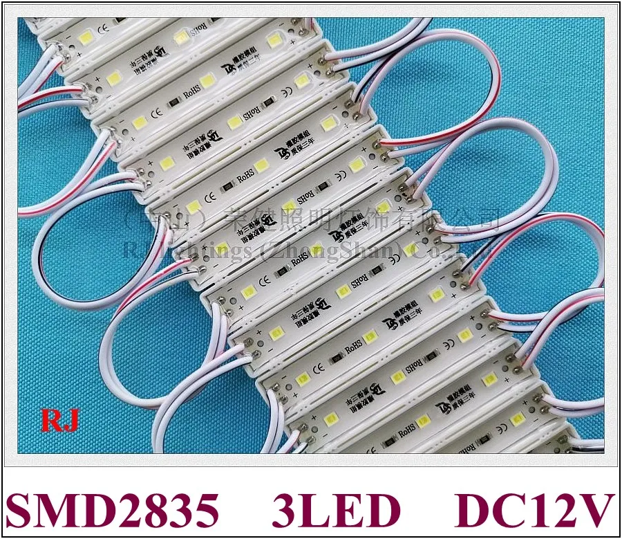 Módulo de luz LED para letras de sinal DC12V SMD 2835 3 led 0.9W 100lm 58mmX10mm IP65 alumínio PCB super qualidade