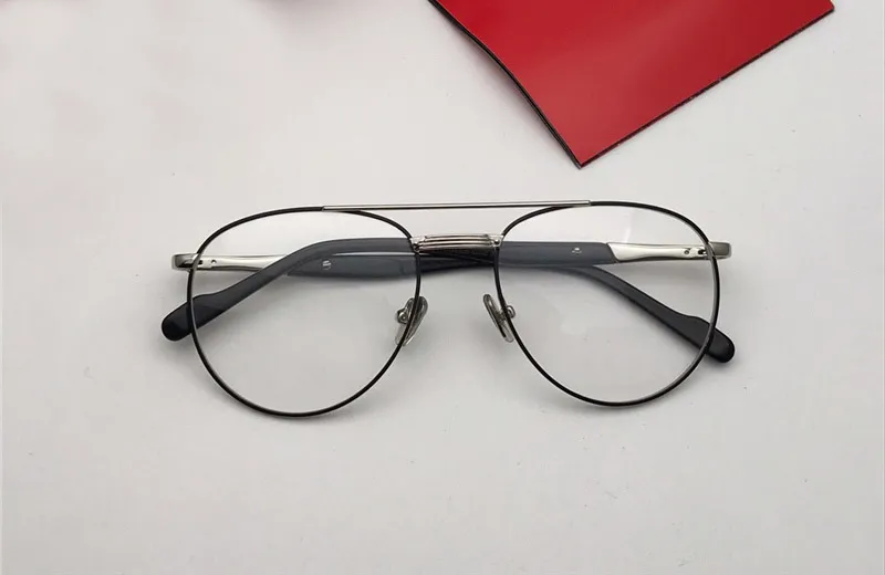 Atacado-Novo Luxo Popular Designer Optical Óculos de metal Limpar lente Quadro óculos óculos castyle simples vem com caso