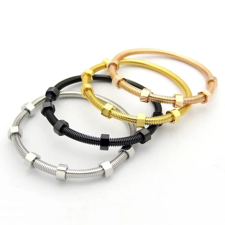 Titanium Steel Screw Love Bracelet Bangles Men Woman With 6 Screw Thread Rose Gold Luxury Charm Bracelets For Couple's Jewelry