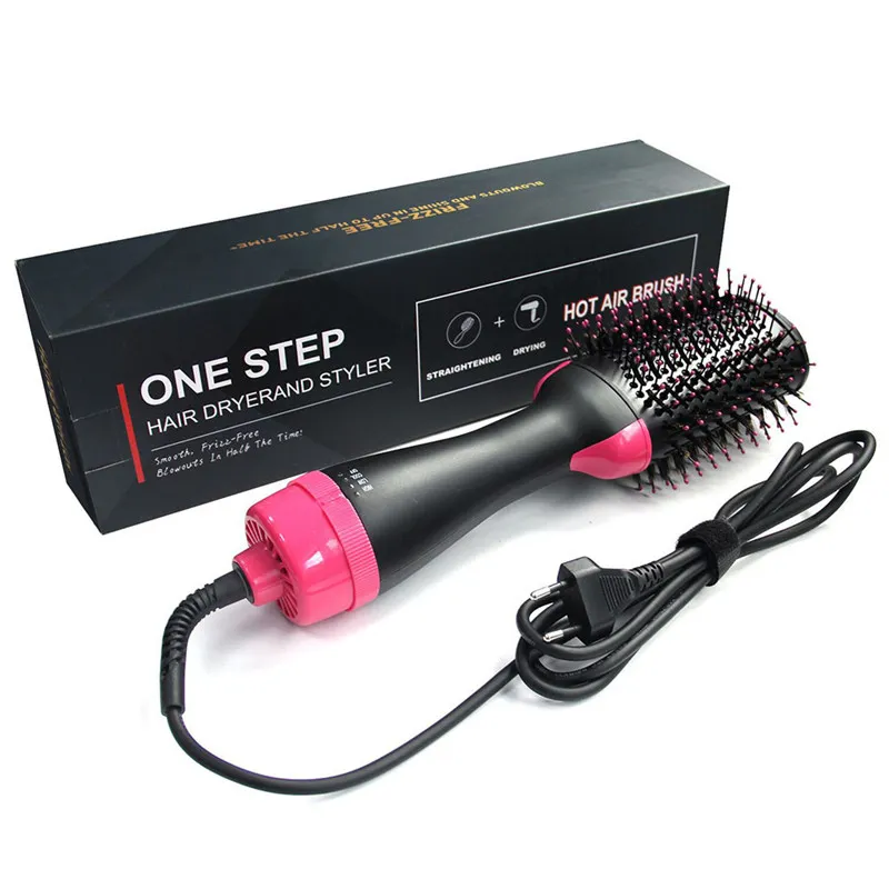 Drop Ship New Hot 3 i 1 En Steg Hårtork och Volumizer Pensel Straightening Curling Iron Comb Electric Hair Brush Massage Comb