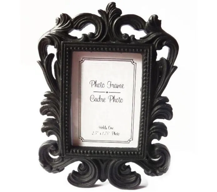 50 sztuk / partia Wiktoriański styl Żywica WhiteBlack Barokowy Zdjęcie / Frame Ramka Place Uchwyt Karty Bridal Wedding Shower Favors Prezent