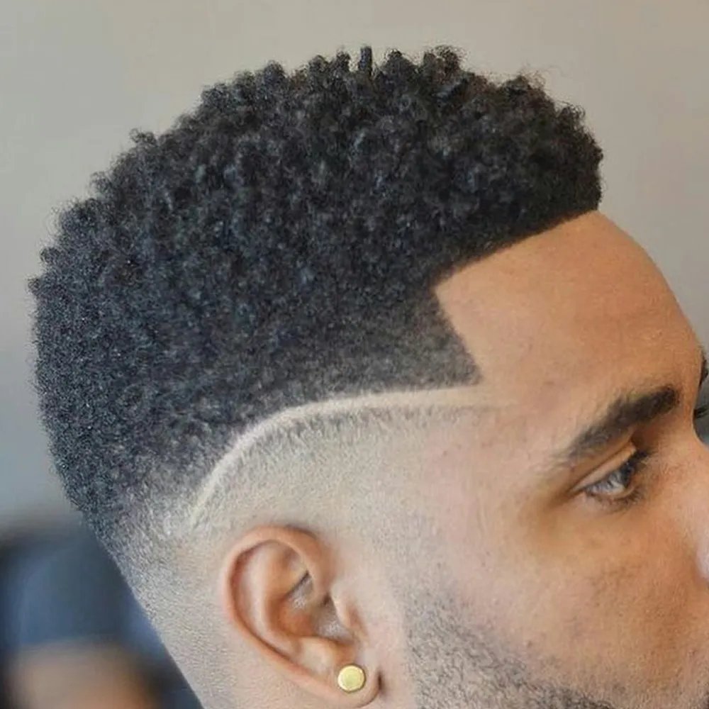 Ücretsiz kargo 6mm afro kinky peruk siyah erkekler ve basketbol hayranları için erkek dantel peruk saç parçaları Brezilyalı bakire insan saçı değiştirme
