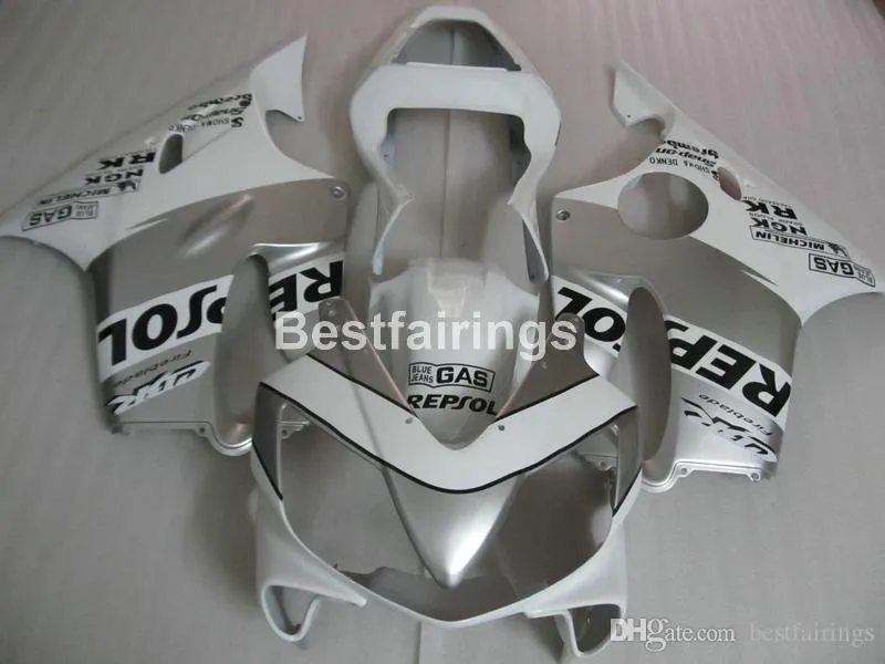 Injection bodywork fairing kit for Honda CBR600 F4i 01 02 03 silver white fairings CBR600F4i 2001 2002 2003 HW23