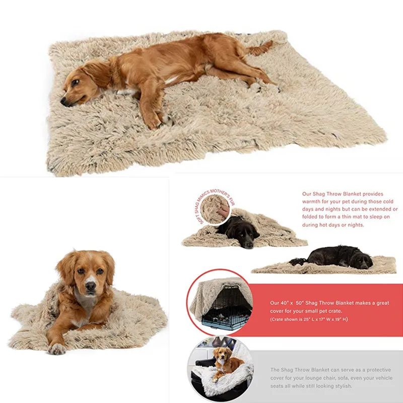 Dog Blanket Dog Bed Mats Soft Coral Fleece Paw Foot Print Warm