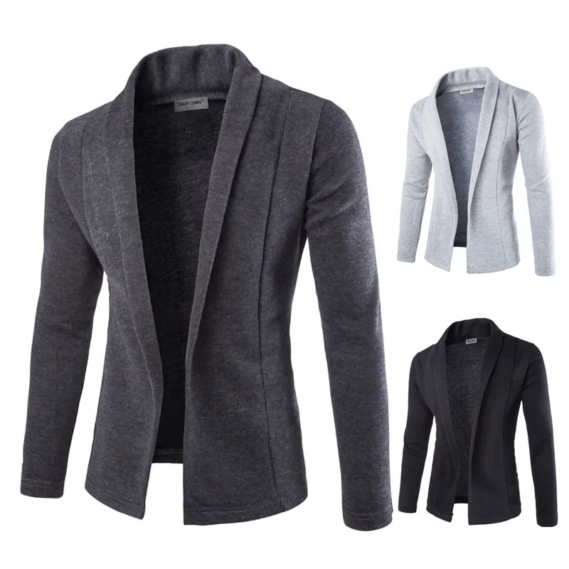 Hot Sales Fashion Mens Solid Blazer Cardigan Långärmad Casual Slim Fit Sweater Jacket Knit Coat HH88