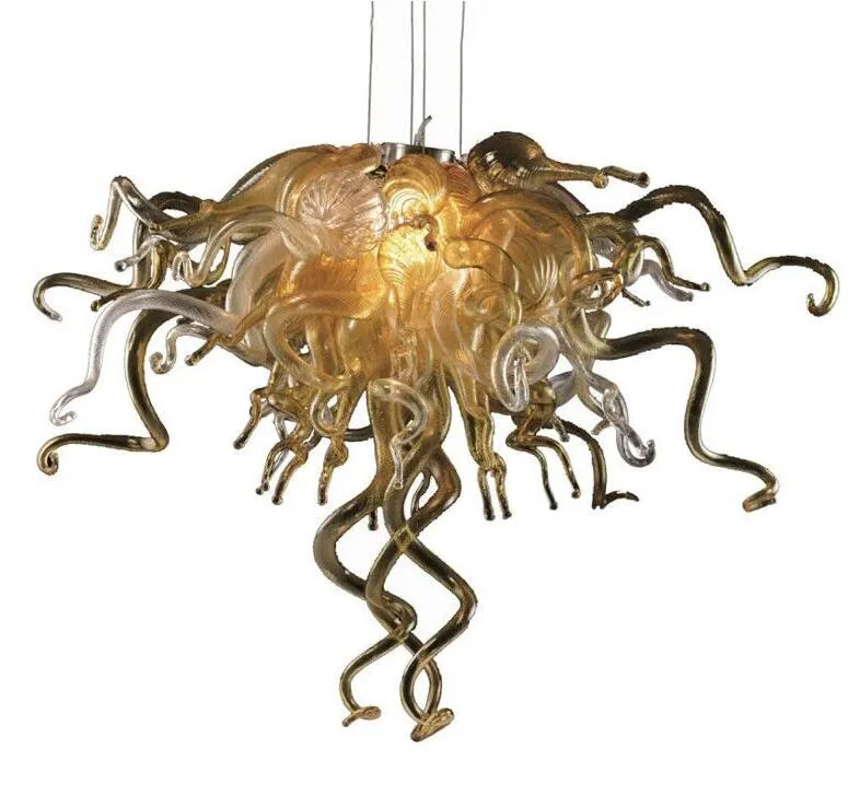 Lampes à la main en verre soufflé pendentif lumière lustres en or abat-jour salle à manger lumières italien LED lustre pour la décoration de la maison