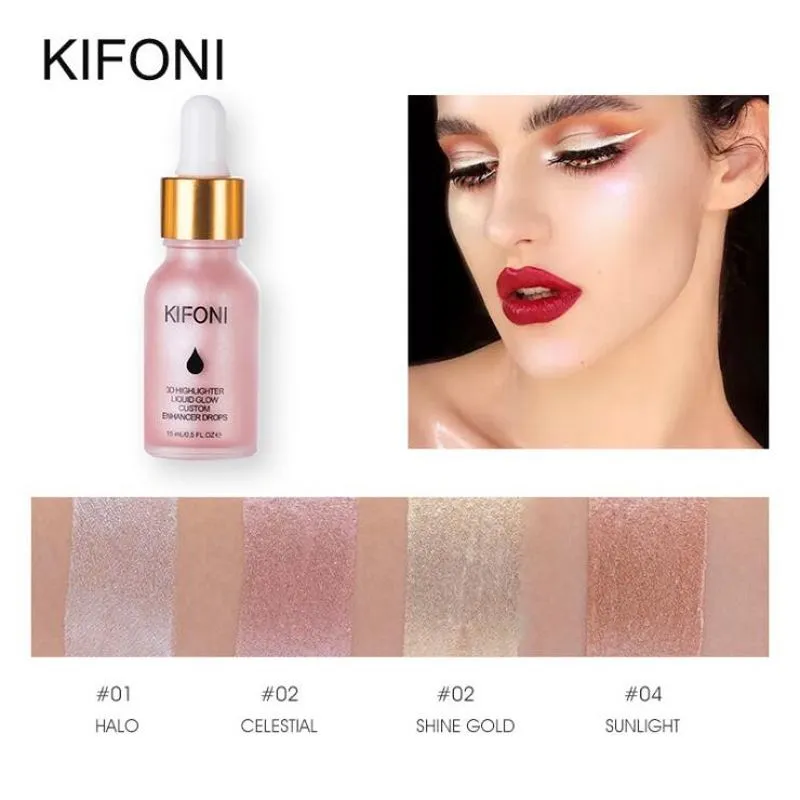 KIFONI Marca Líquido Resaltador Maquillaje Resaltador Crema Corrector Brillo Facial Resplandor Ultra-concentrado Iluminador Brillo Brillante