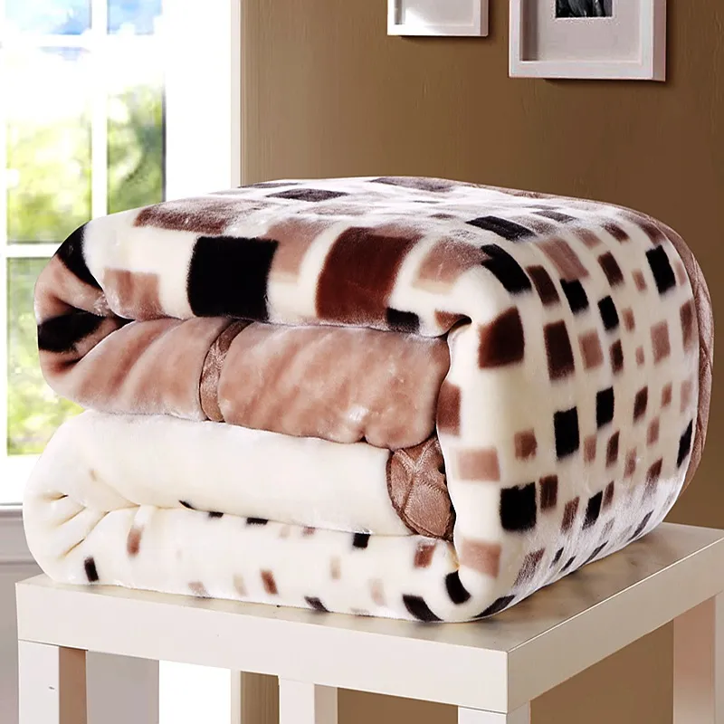 Soft Winter Quilt Blanket Printed Raschel Mink Throw Twin Queen Size Single Double Bed Fluffy Warm Fat Thick Blankets