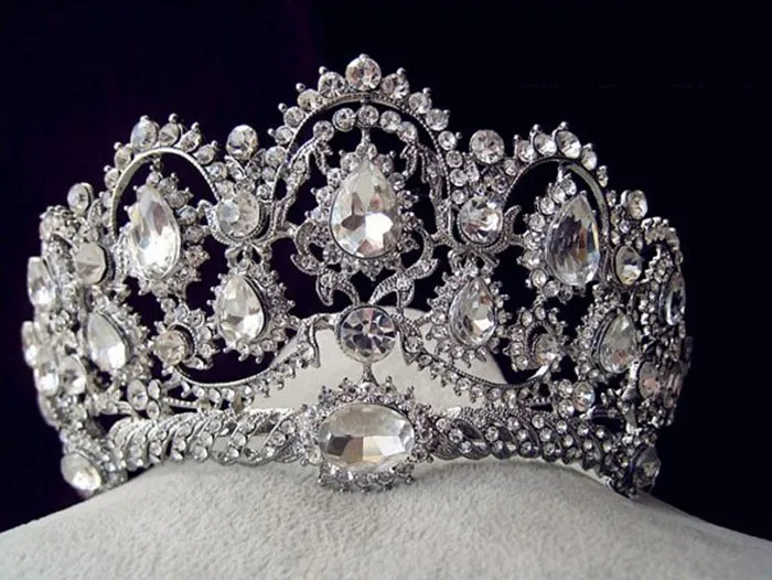 Luksusowe Bling Srebrne Akcesoria Ślubne Bridal Tiaras Hairgrips Kryształ Rhinestone Headpieces Biżuteria Kobiety Korehead Włosów Korony Opaski