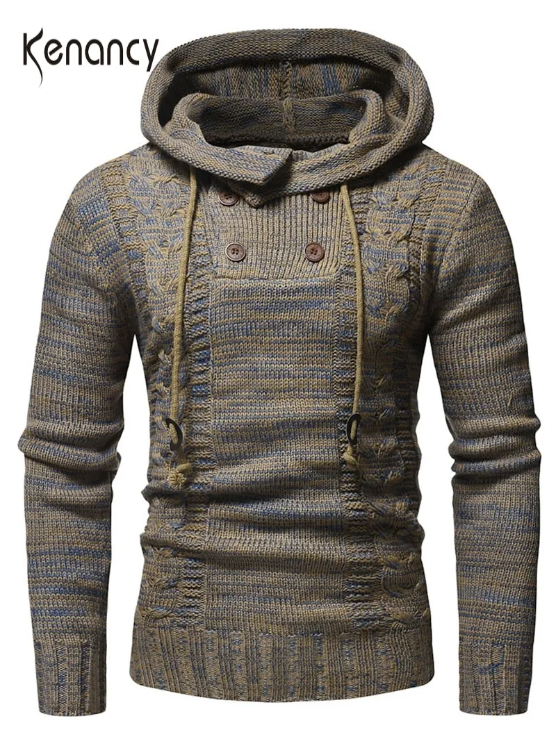 Hemkis Men Drawstring Half Button Hooded Sweater Long Sleeve Pullovers Men S Casual Fashion Outwear Sweater Tops V191022