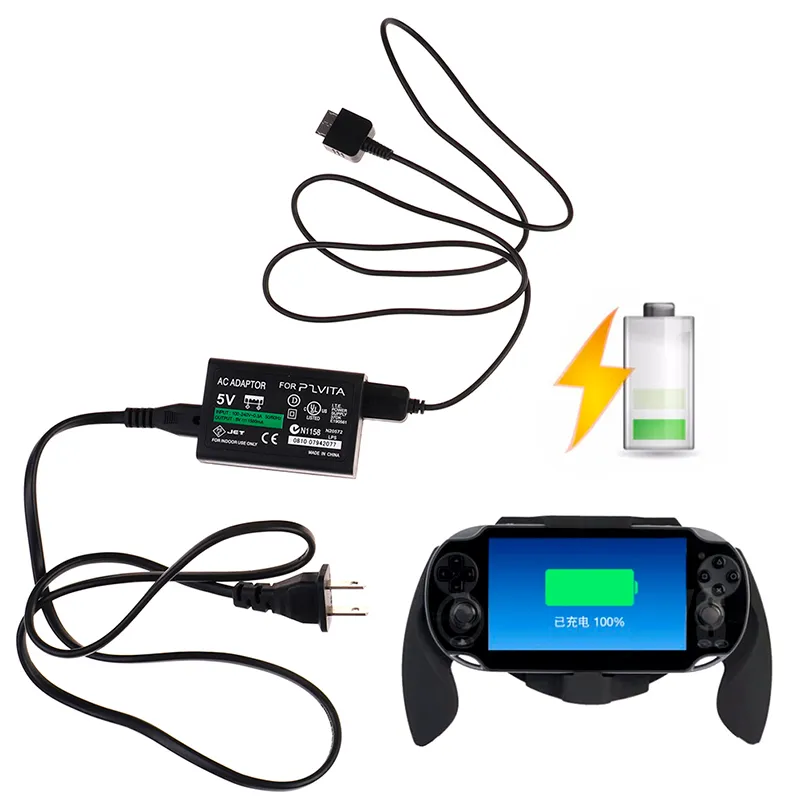 EU-US-Stecker-Ladegerät für PS Vita 1000 PSV, AC-Adapter, Netzteil + USB-Datenkabel, DHL, FEDEX, UPS, KOSTENLOSER VERSAND