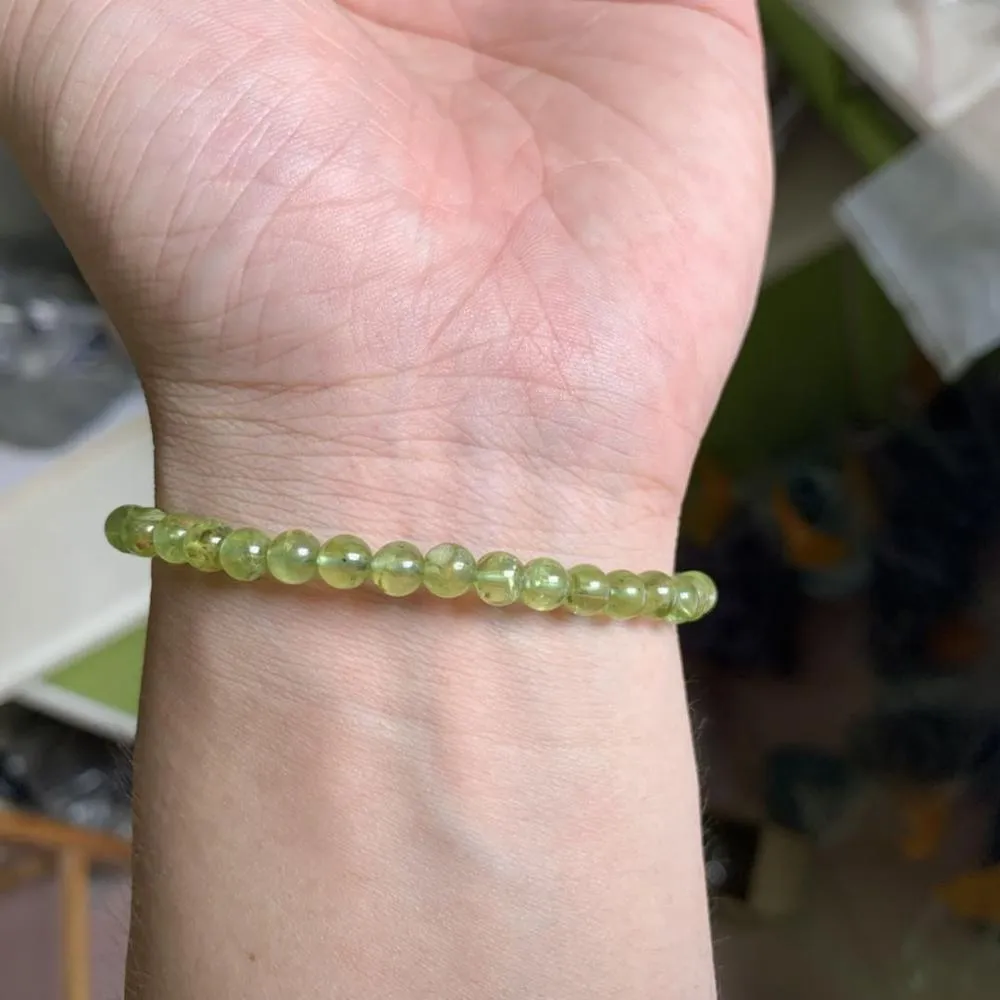 8mm Round Natural Green Peridot Bracelet for Women Stone Bracelet Jewelry  7.5