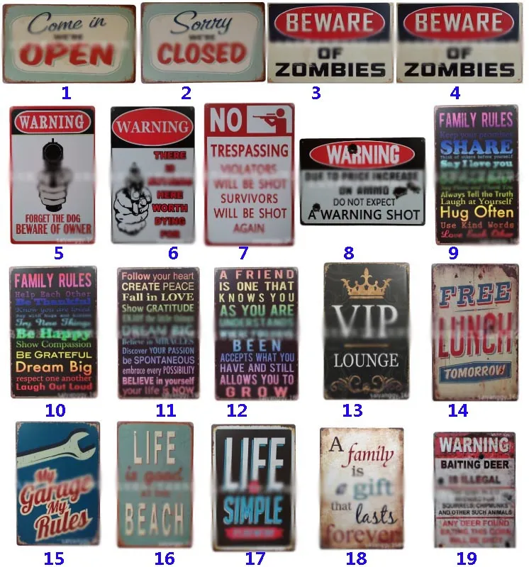 255 Stijl Metalen Painting Tin Signs Collection Wall Art retrotine teken Wall Painting Art Bar Cave Pub Restaurant Woondecoratie HH7-1966