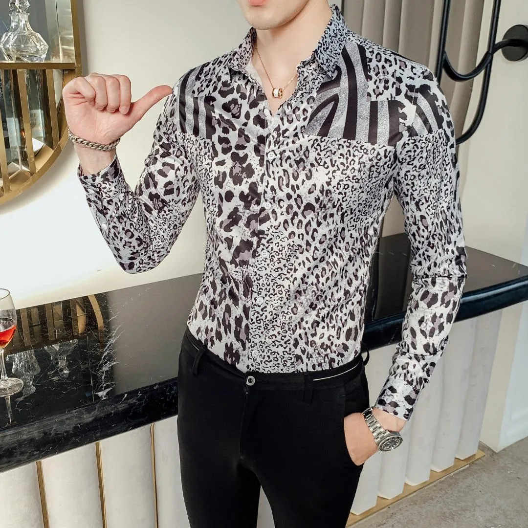 Chemise online leopard homme