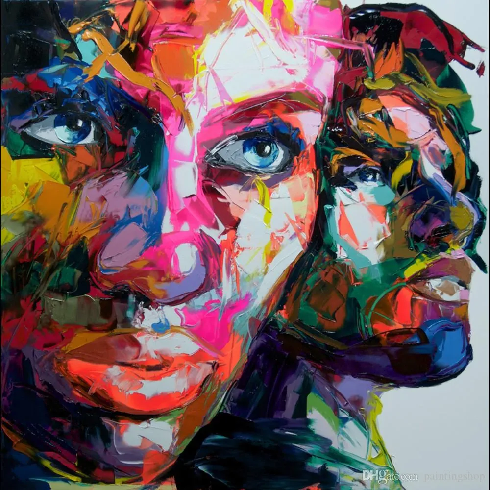 Francoise Nielly Palette Knife Impression Home Artwork Modern Portrait Handmade Oil Painting on Canvas Concave and Convex Texture Face220