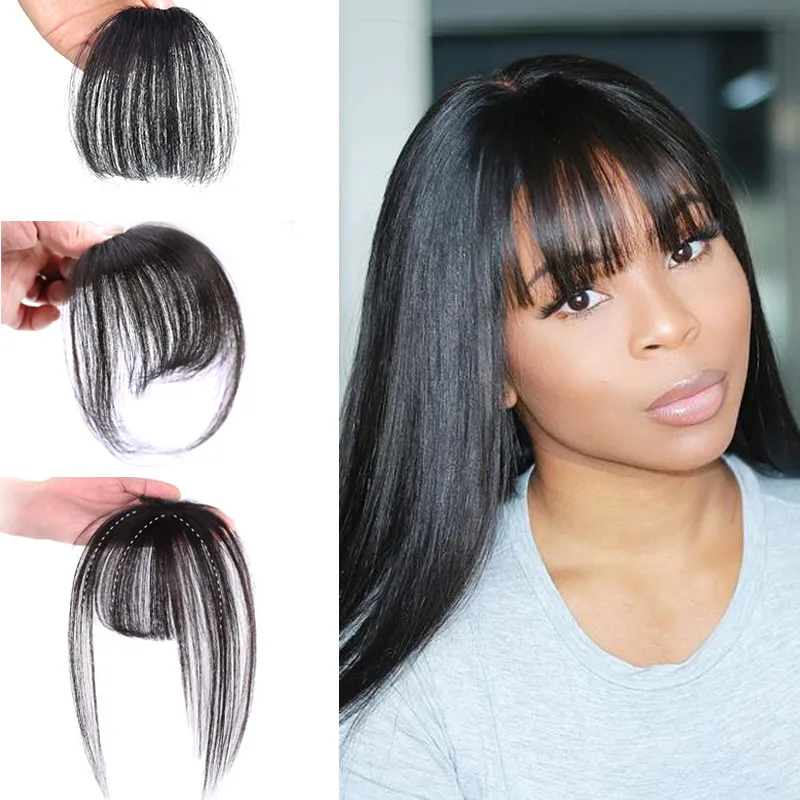 Fashion One Piece Hair Clip In Hair Bangs / Full Fringe / Hair Extensions för Women 5 Färger