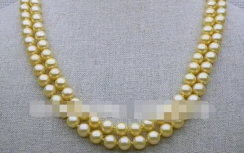 Livraison Gratuite 35 "6.5-7mm rond collier de perles d'or jaune akoya 14k or massif 17/18