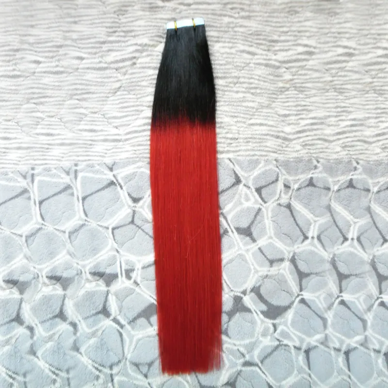 16" 18" 20" 22" Premium Remy Double Drawn Tape In Human Hair Extensions ombreColor 100g 40pc