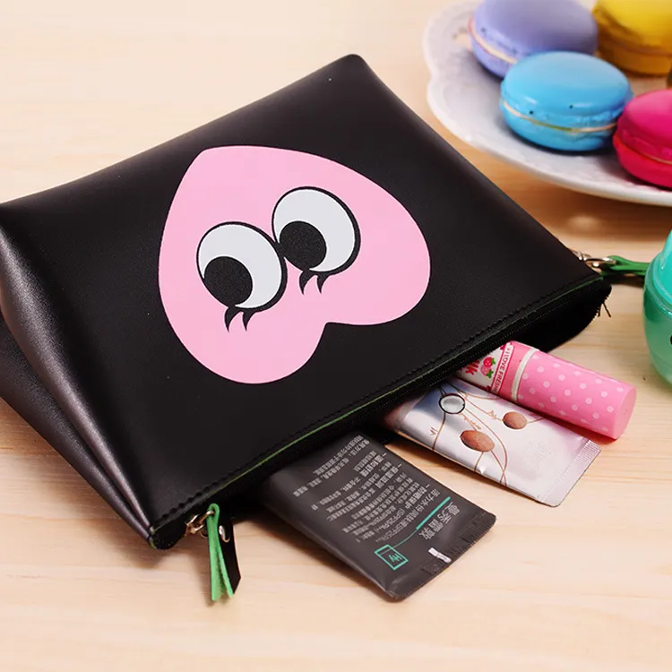 15 Pieces Preppy Makeup Bag PU Leather Makeup Bag Bulk Waterproof Zipper  Pouch T