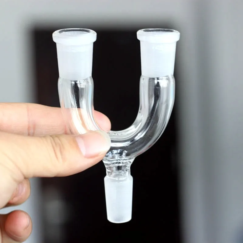 U Shape Bong Hookahs Adapter 14mm Male To Twin 18mm Female Drop Down