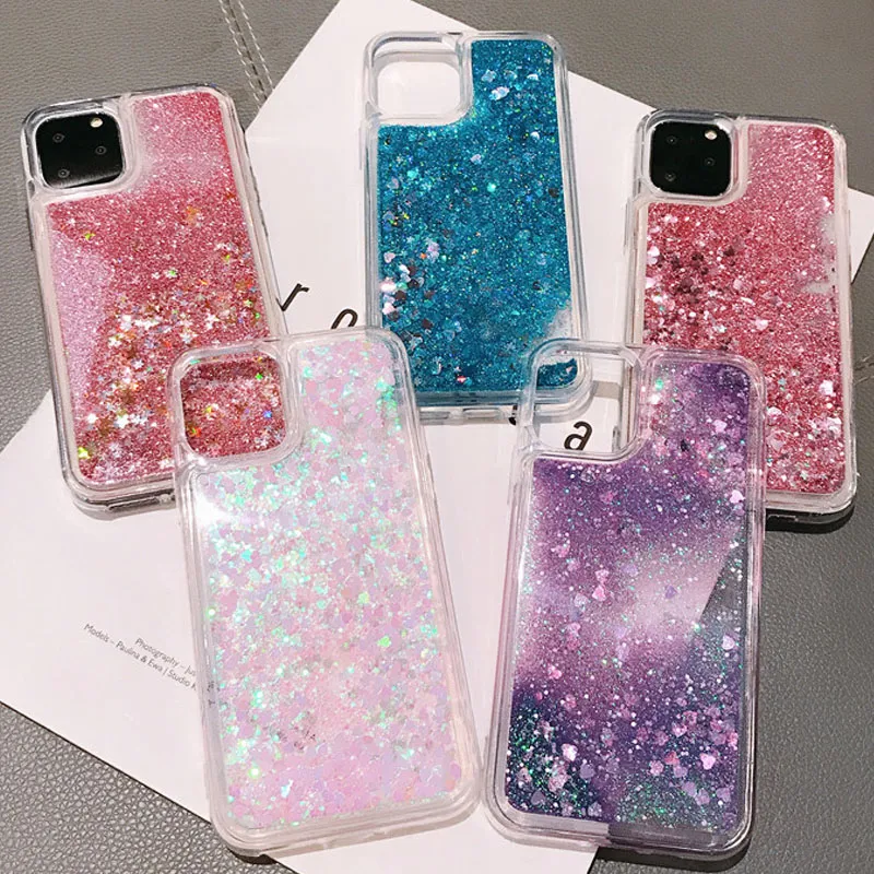 Lüks Glitter Likit Bataklık Telefon Kılıfları TPU savunucusu geri IPhone 11 iphone için kapak x / xs xr max 7/8 artı