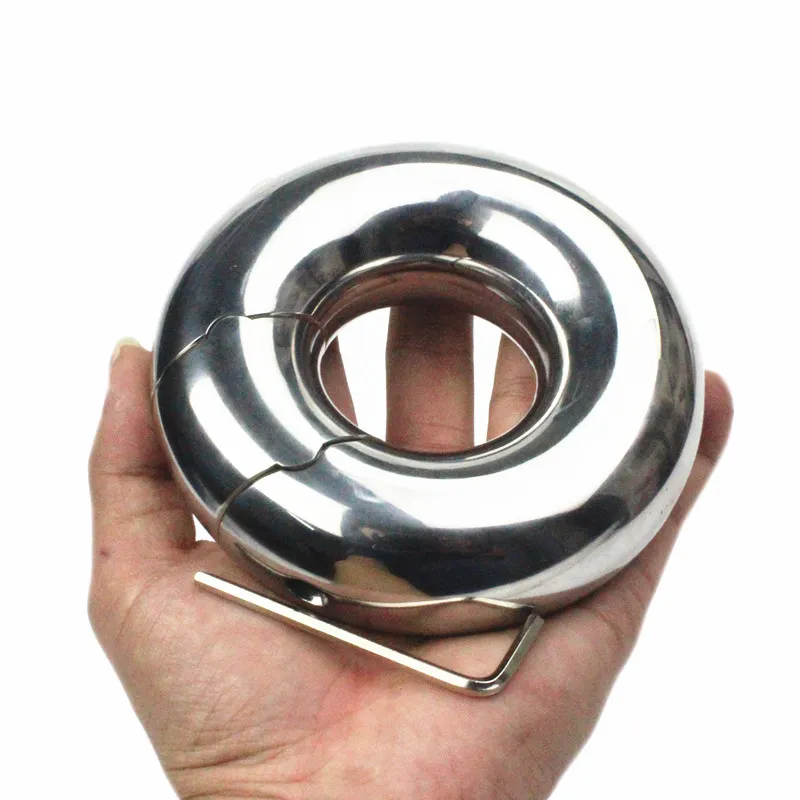 250g Heavy Weight Metal Ball Stretcher Scrotum Pendants Stainless Steel  Penis Ring Lock Delay Ejaculation BDSM Sex Toy for Men