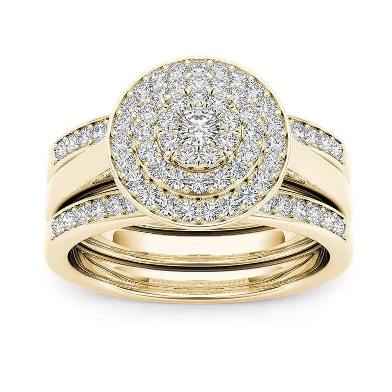 Crystal Female Big Zircon Stone Ring Set Fashion Gold Silver Bridal Wedding Rings for Women lovar Love Engagement Ring8119409
