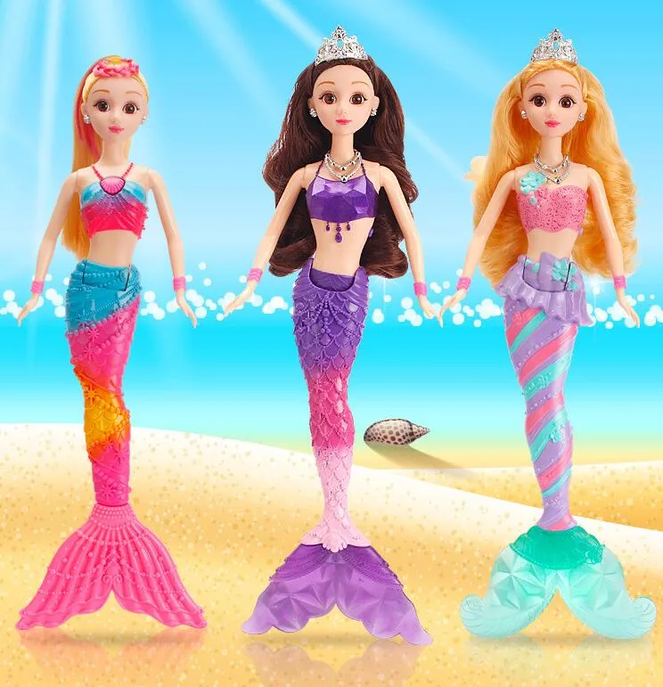 Original Brand Colorful Lights Mermaid Doll 35cm Princess Barbie Dolls for Girls Toys Miglior regalo per bambini con scatola dei colori