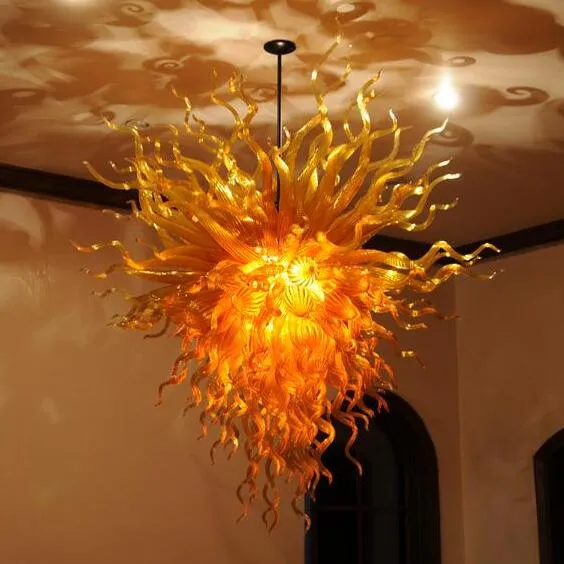 Modern Lamps Amber Large Pendant Light Fixtures Home Living Room Art Decoration Hand Blown Glass LED Chandelier Lighting