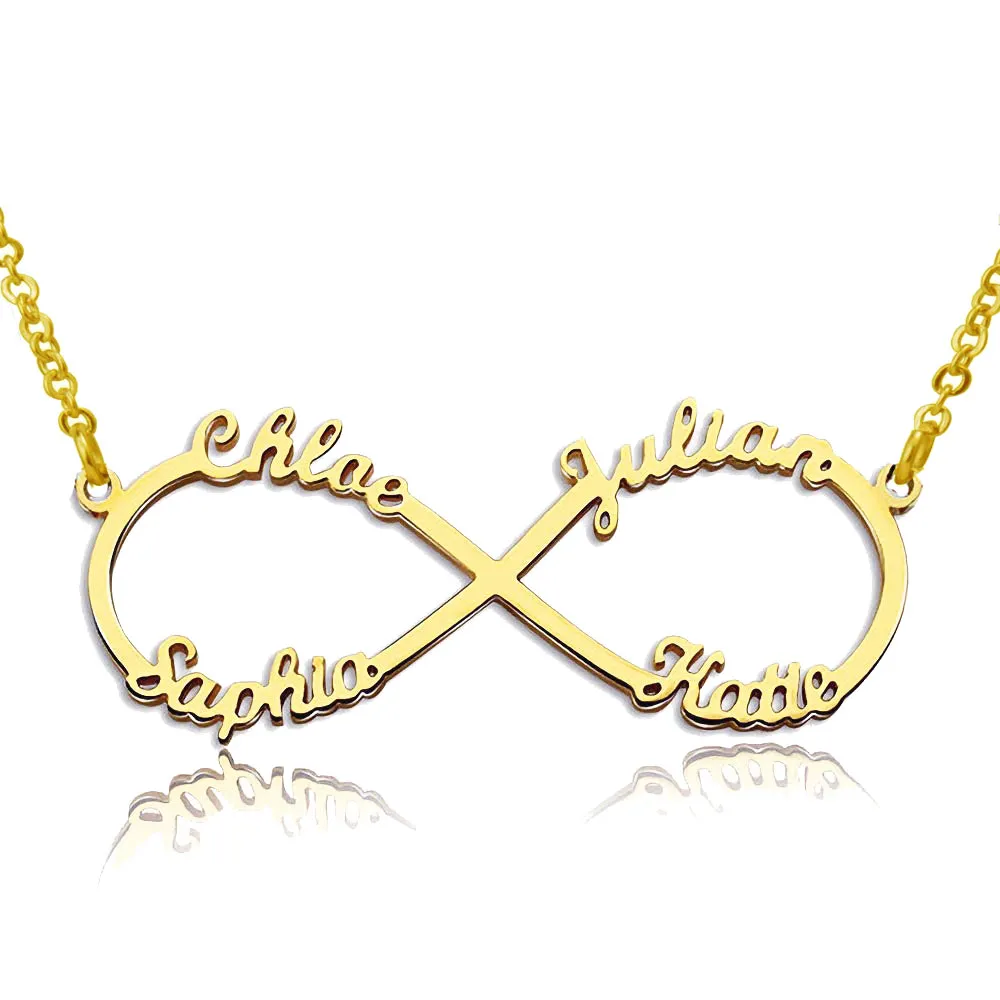 Custom 2 3 4 5 Nomi sulla collana a sospensione Infinity con stile di script alfabeto qualsiasi targhetta donne Gioielli Gioielli Regali di compleanno 9530403